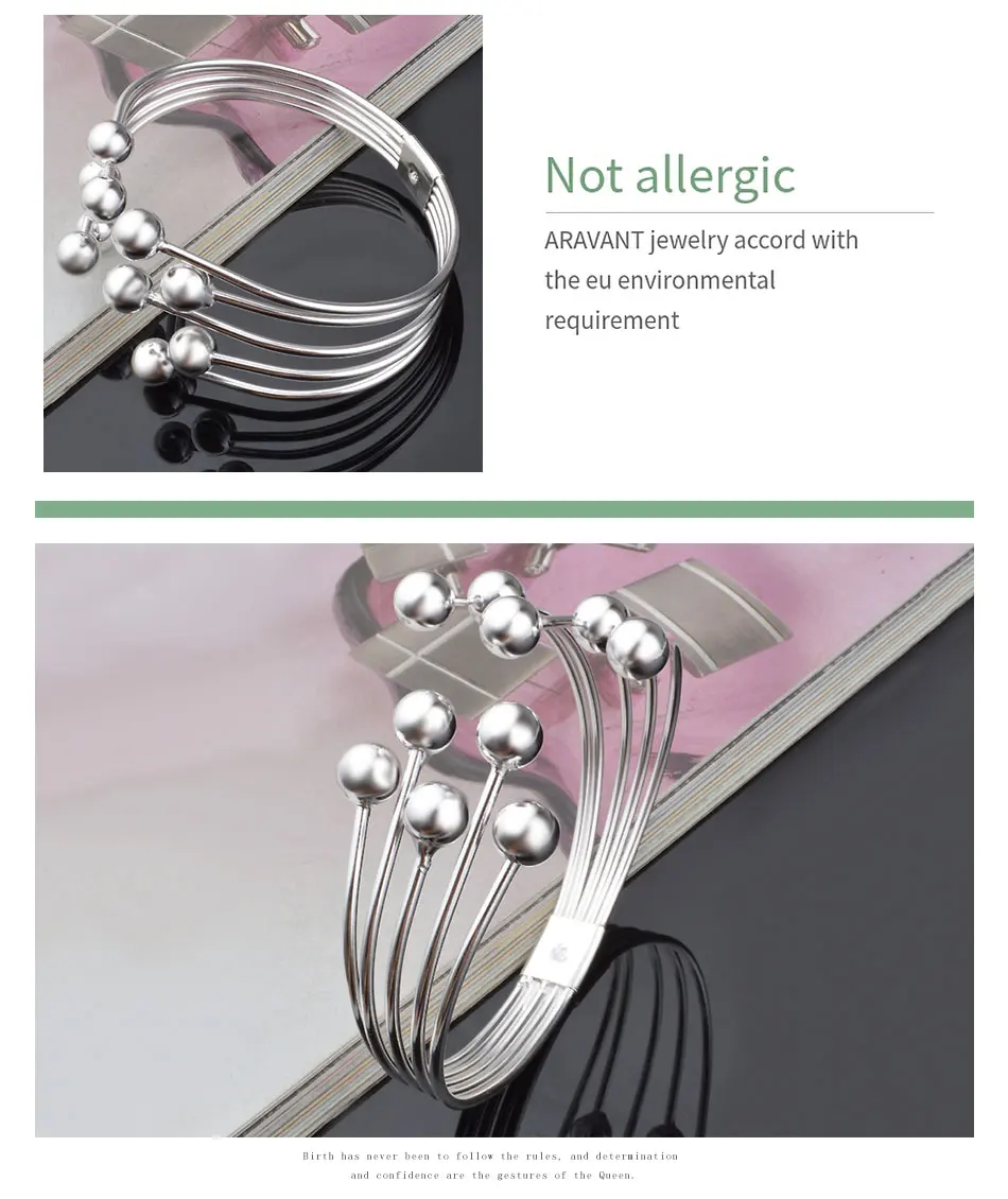 Aravant Offenes Armband aus 925er Silber mit mehreren Linien, Armreifen für Frauen, Hochzeit, Schmuck, Geschenke – Detail 4