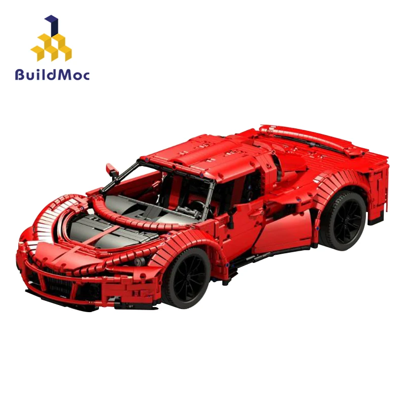 BuildMoc A build for MOC Hennessey Venom GT Spyder Ferrarii 458 строительные блоки, набор игрушек DIY, развивающий подарок для детей на день рождения - Цвет: C24602 No motor