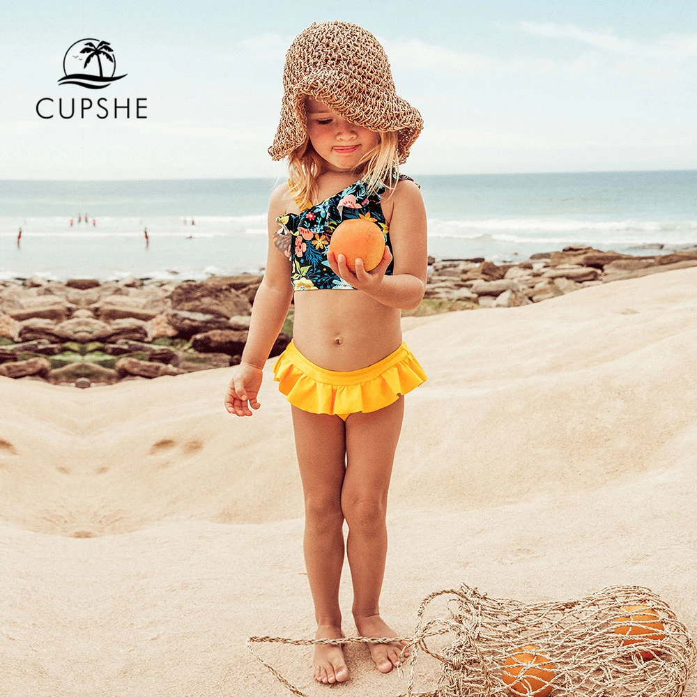 CUPSHE Floral Ruffles Bikini Sets With Skirted Bottom For Girls 2020 Toddler Kids Children Swimsuits Bathing Suits 2-12 Years