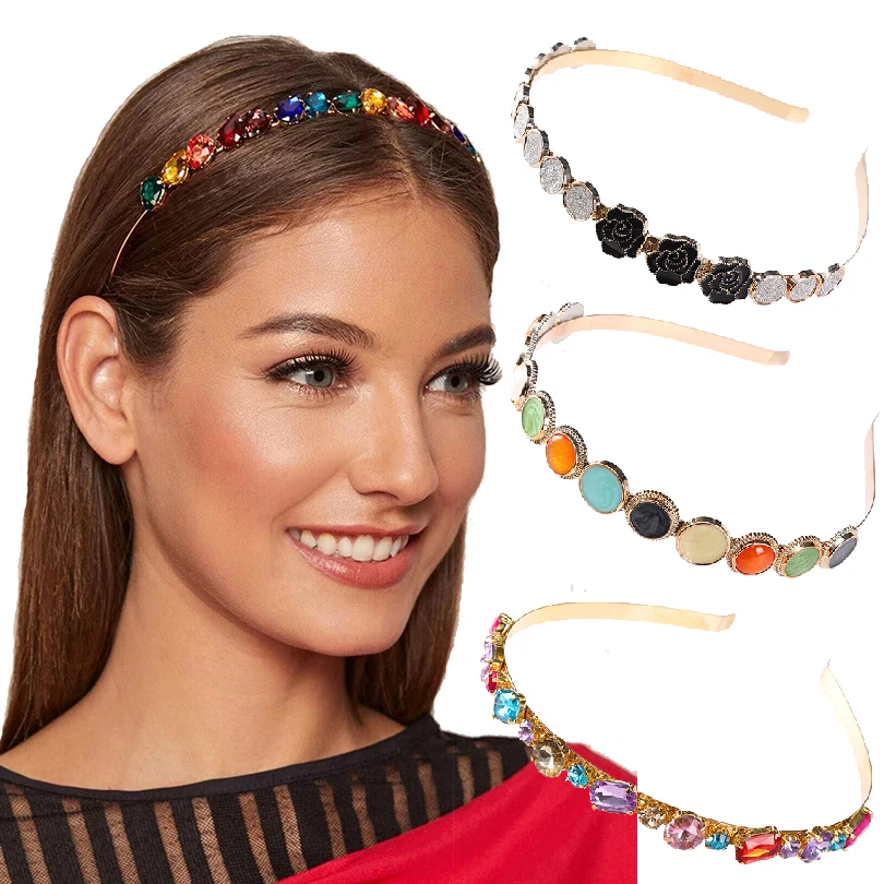 Crystal Headbands For Women Rhinestone Hair Accessories Pearl Hairbands for Girls Crown Flower Hoop Head Wrap Ornaments |