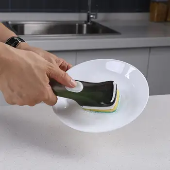 

Automatic Soap Liquid Filling Brush Head Replaceable Sponge Dish Wash Handle Pot Dish Cleaning Tool Kitchen Accessories