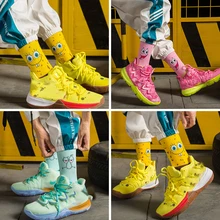 Губчатые носки Bob, женские короткие носки, длинные баскетбольные Носки, Мультяшные персонажи, квадратные штаны, Патрик, носки с дизайном «звёзды», хлопок, унисекс, для мужчин