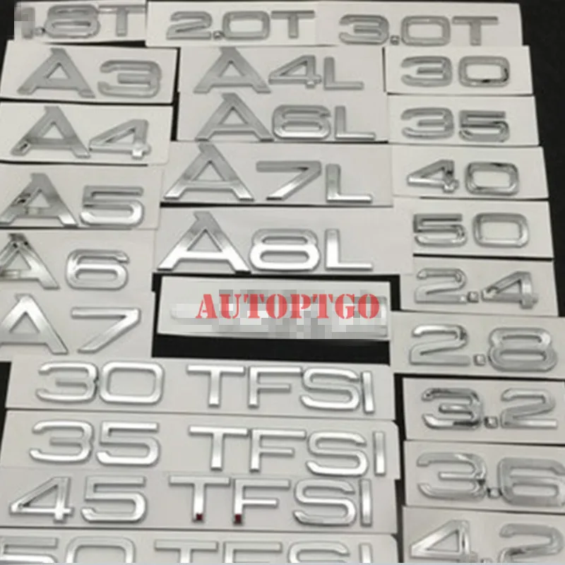 Fits Audi Rear Trunk A3 A4 A5 A6 A7 A8 Q3 Q5 Q7 GT TT Letter Emblem Badge Logo Decal Sticker