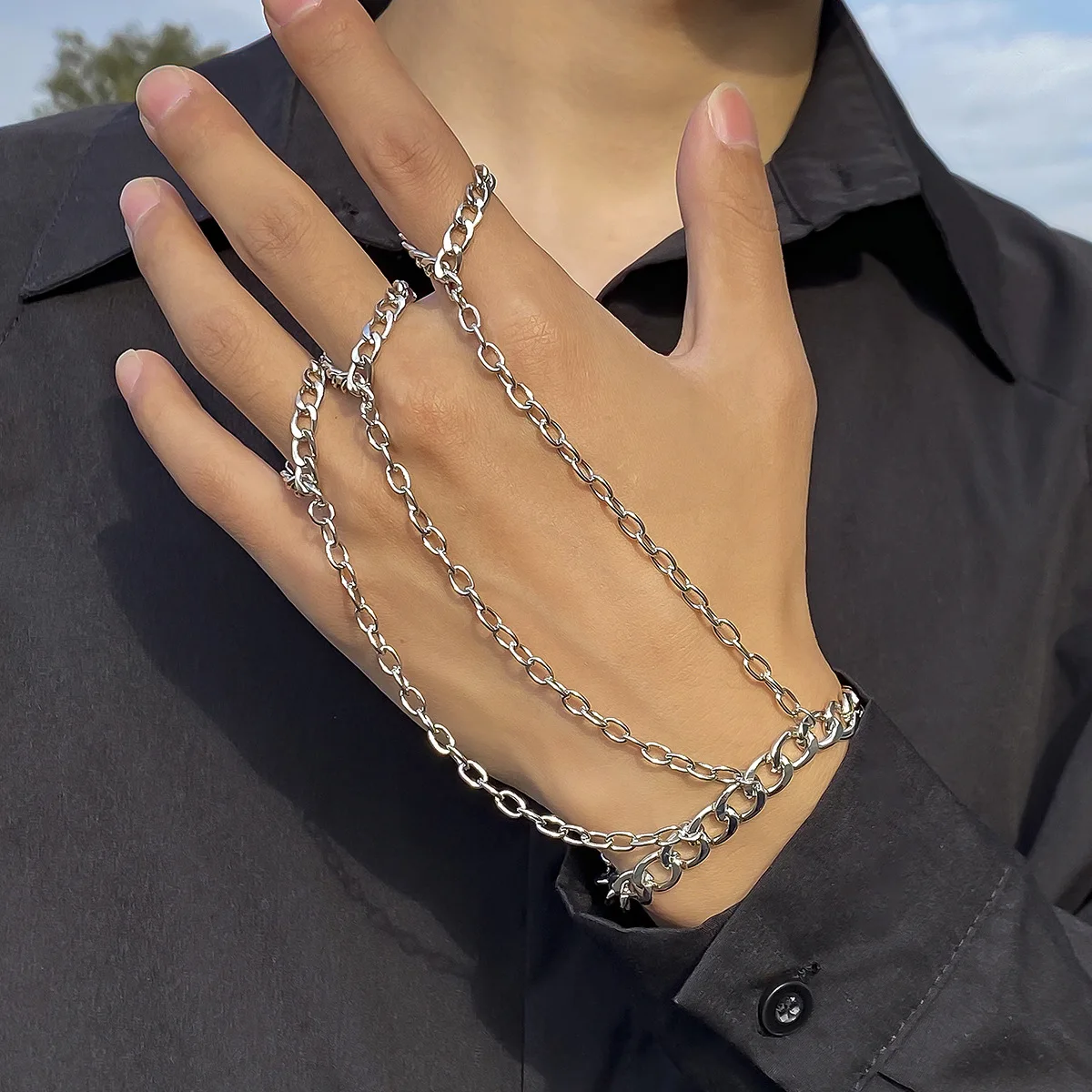 Handmade Five Finger Chain Rings | Adjustable Chain Linked Cuff Rings