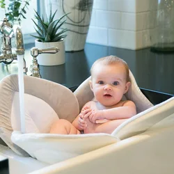 Bañera plegable para bebé recién nacido, juego de flores, colchón portátil, cojín de juego, asiento suave, alfombra de baño para recién nacido