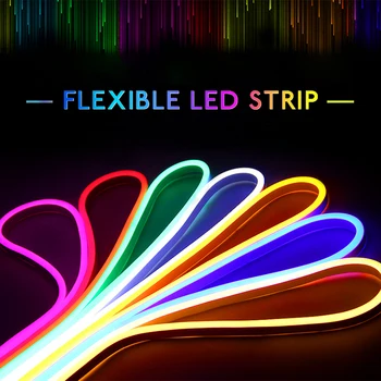 

AC220V LED Strip Rope Tube Flexible Neon Light 120leds/m Waterproof Led Tape LED Light Strip Lamp With Power Plug Outdoor Decor