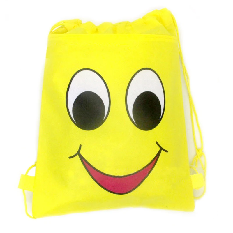 

Baby Shower Emoji Theme Mochila Kids Favors Birthday Party Decoration Drawstring Gifts Bags Non-woven Fabric Backpack 34*27cm