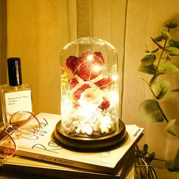 

Rose Flower Glass Lights LED Night Fairy String Dome Copper Wire Decoration for Valentine Birthday Party Wedding