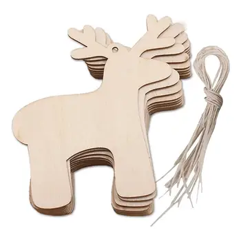

10PCS Christmas Ornaments Xmas Tree Hanging Wooden Tinkle Bell Pendants Accessories Embellishments for Store Party Home Festival