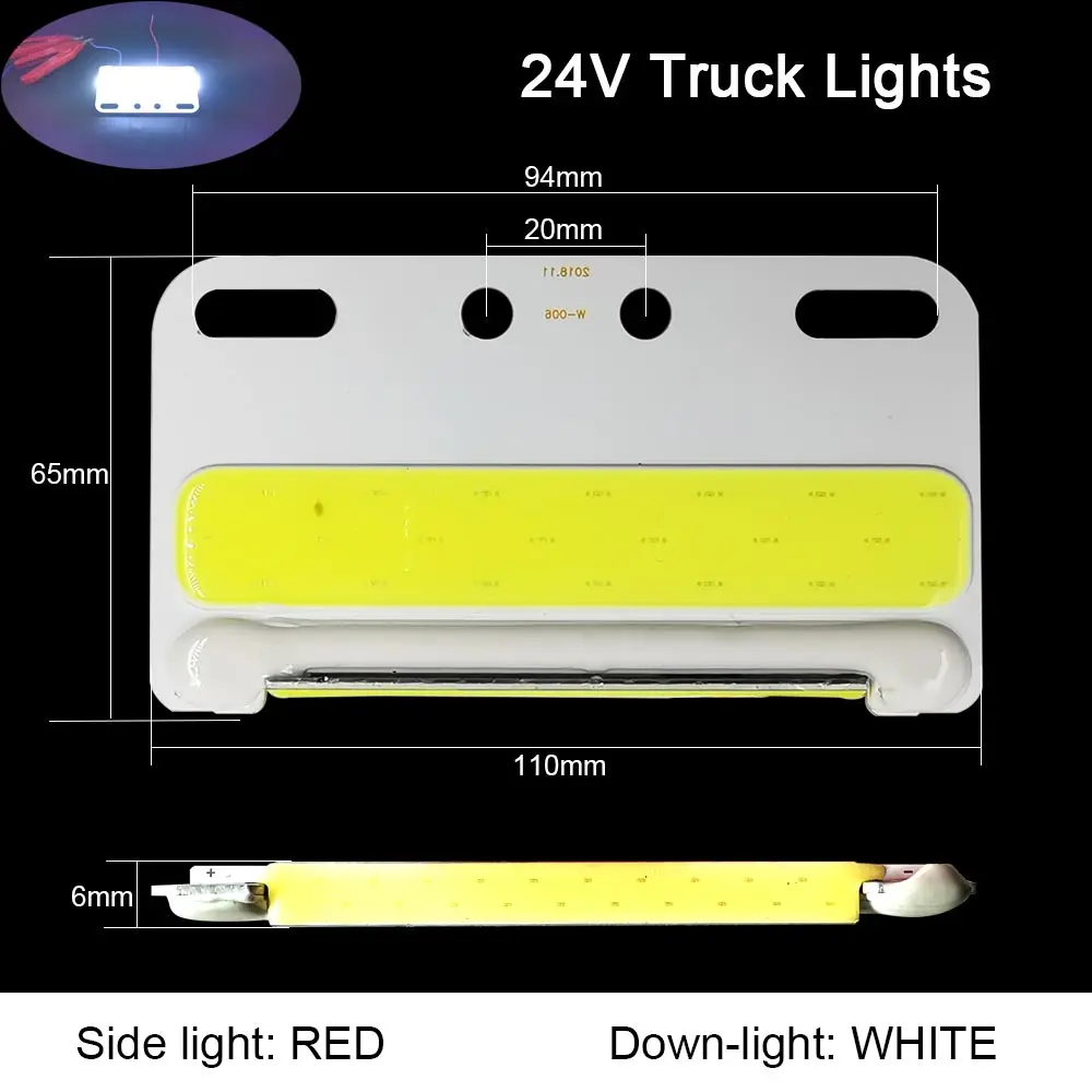 12 В 24 В COB автомобильный Грузовик светильник s Поворотная лампа белый желтый красный зеленый синий светодиодный светильник для украшения автомобиля Сигнальные лампы Грузовик светильник - Испускаемый цвет: 24V white