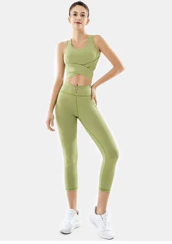 

AMRZS Explosive European and beautiful women fitness top shockproof sports vest hip-lifting leggings yoga suit two-piece suit