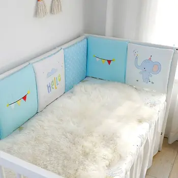

6pcs Toddler Crib Bumpers Pads Universal Breathable Cotton Protector Baby Cot Safety Bedding Set
