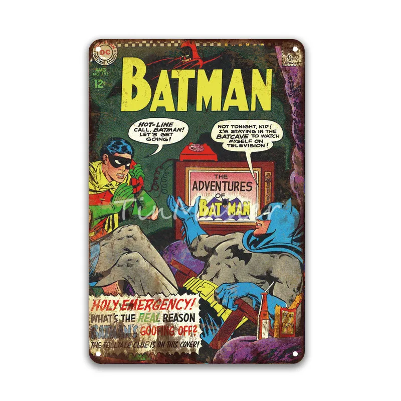 Марвел комиксы Супермен летучая мышь Железный человек металлическая картина "знак" плакат Прачечная Детская гостиная Декор потертый шик жестяная вывеска - Цвет: 20021