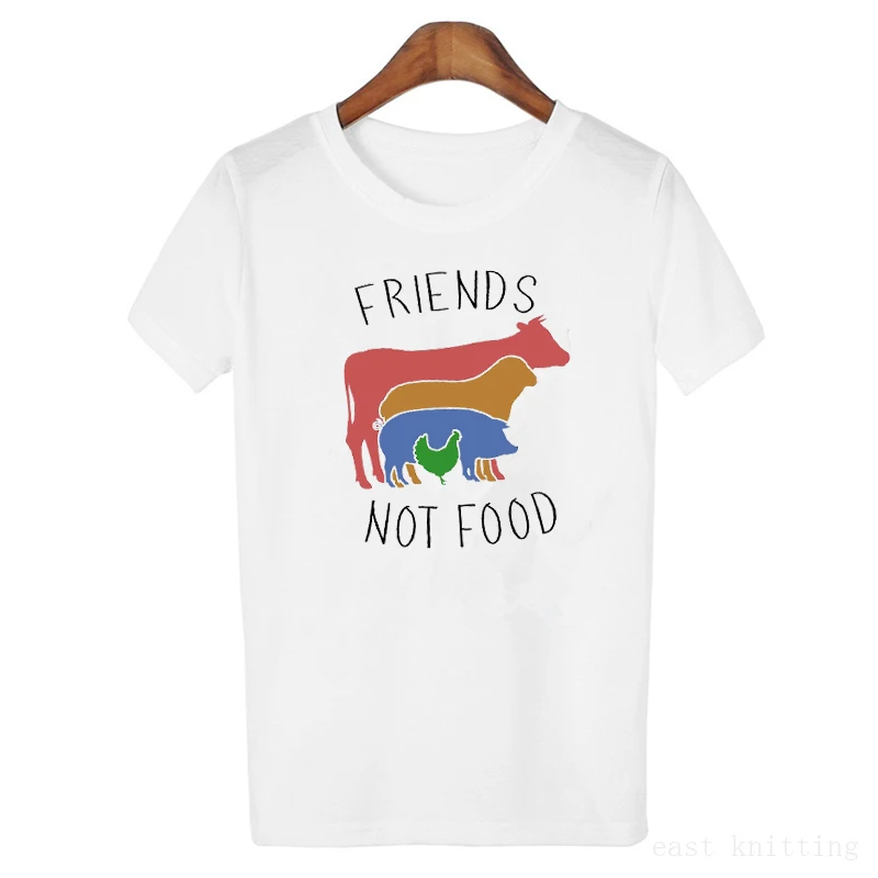 Футболка Friends Not Fat Винтажная футболка подарок для веганская рубашка милые вегетарианские топы с натуральным рисунком хиппи 70s 80s 90s - Цвет: WT0810