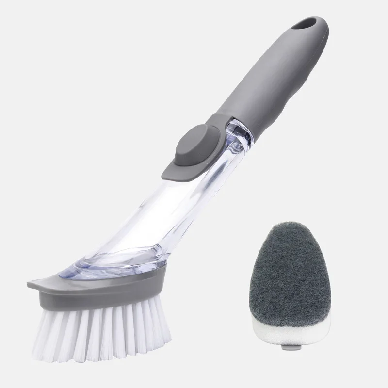 

Double Use Kitchen Cleaning Brush Scrubber Dish Bowl Washing Sponge Automatic Liquid Dispenser Kitchen Pot Cleaner Tool