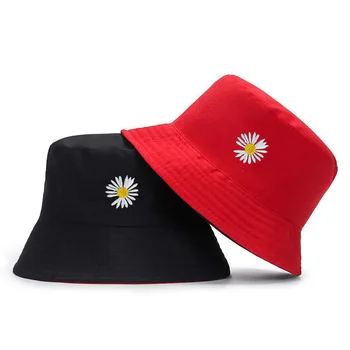

Daisy Double-sided Bucket Hat Summer Foldable Women Outdoor Sunscreen Fishing Hunting Cap Men Basin Chapeau Sun Prevent Hats