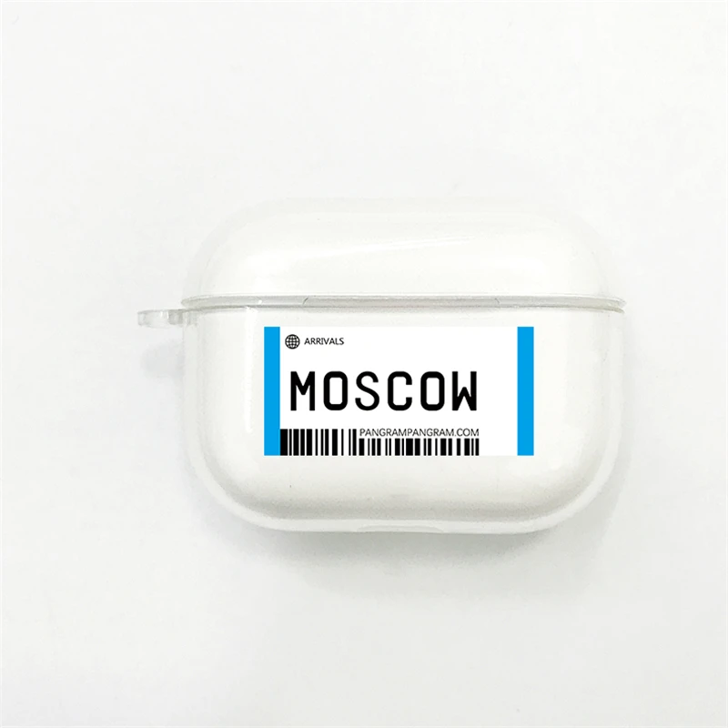 Чехол для наушников с Bluetooth для Apple Airpods Pro 3 INS Label Bar code City letter, прозрачный мягкий чехол из ТПУ