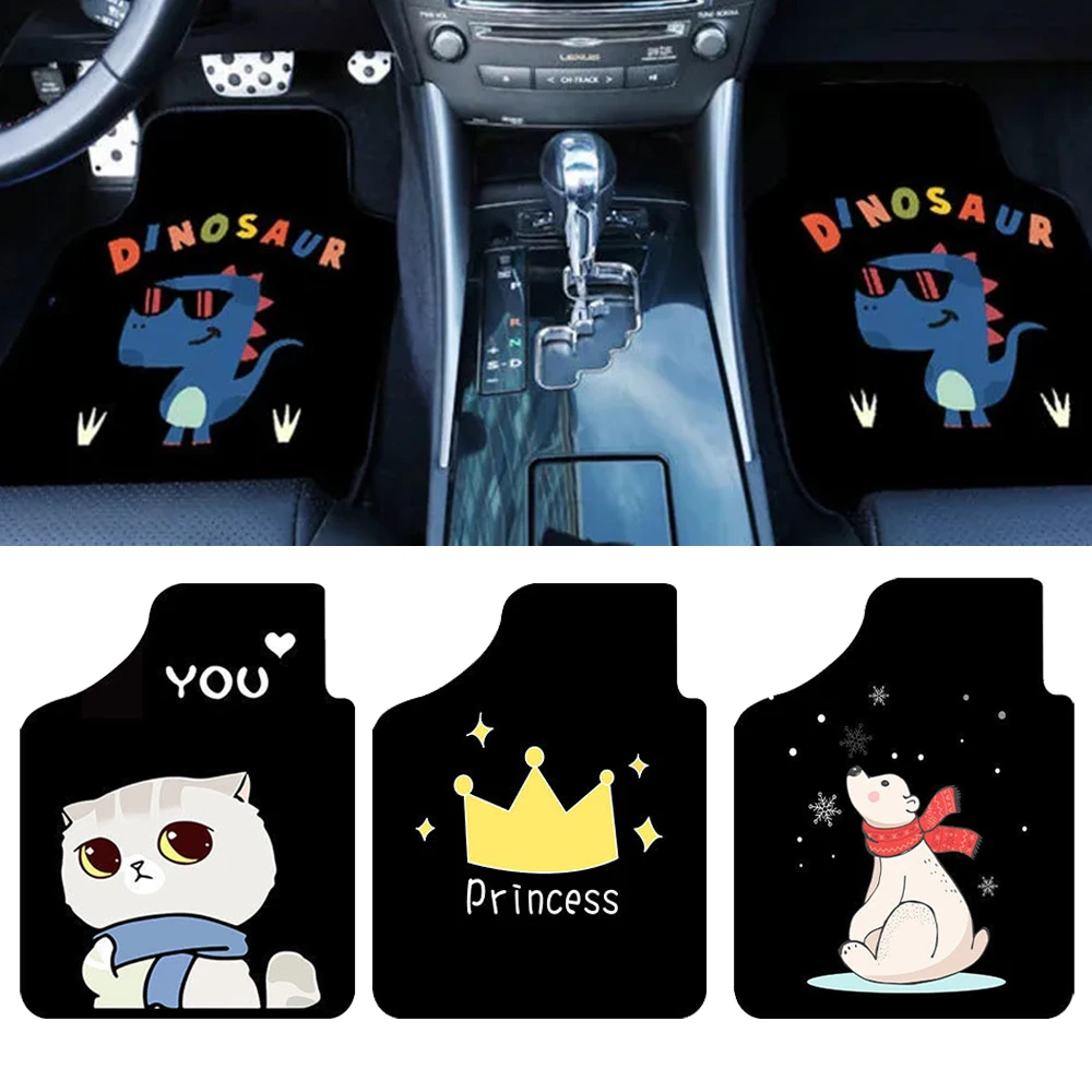 

Cartoon Pattern Car Floor Mat Universal Anti Slip Dustproof Waterproof Front Rear Auto Mats for Car SUV Business Car Interior 1X