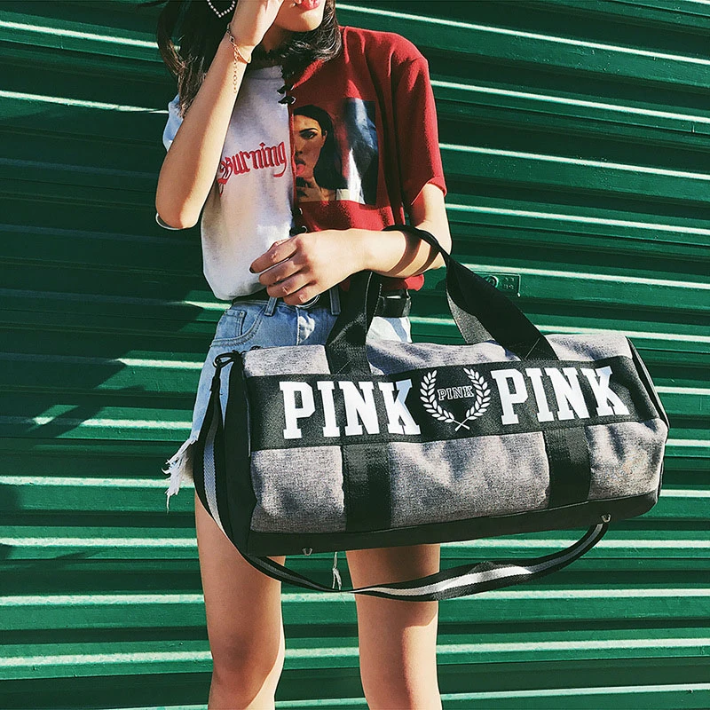 Женская спортивная сумка SNUGUG, новинка, Мужская нейлоновая розовая спортивная сумка для фитнеса, женская спортивная сумка, дорожная сумка/сумки через плечо