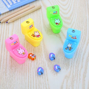 

1pc plastic new modeling mini portable creative toilet pencil sharpener, kids learning rewards stationery supplies pencil cutter