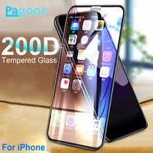 Protector de vidrio templado curvado 200D para pantalla de móvil, película de vidrio para iPhone X, XS, 11 Pro, Xs, Max, XR, 7, 8, 6, 6S Plus