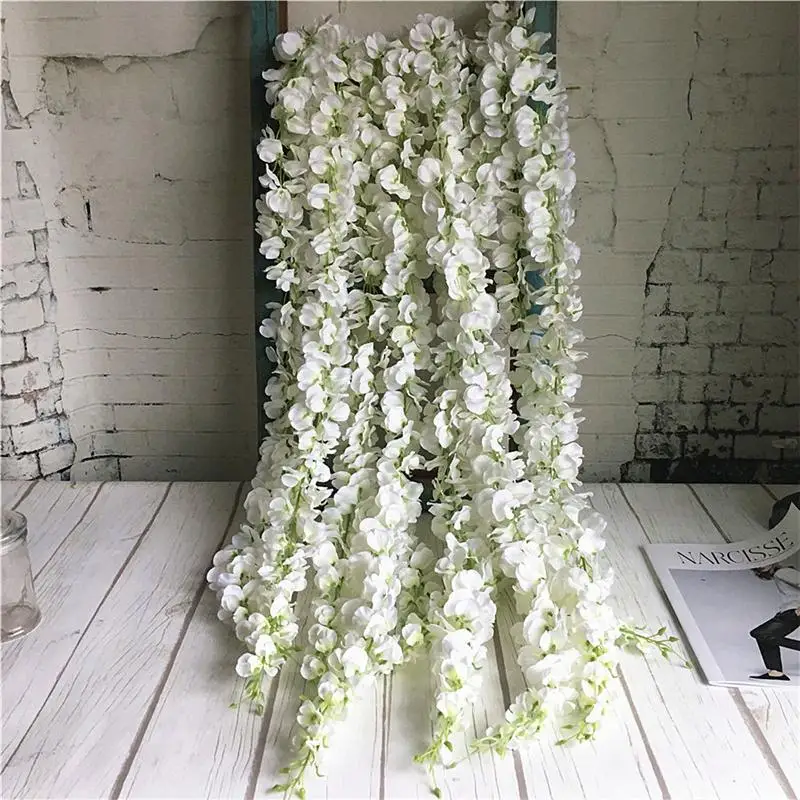 120 см длинный искусственный цветок глицинии лоза шёлковая Гортензия ротанга Сделай Сам Свадьба День Рождения украшения стены фон цветы
