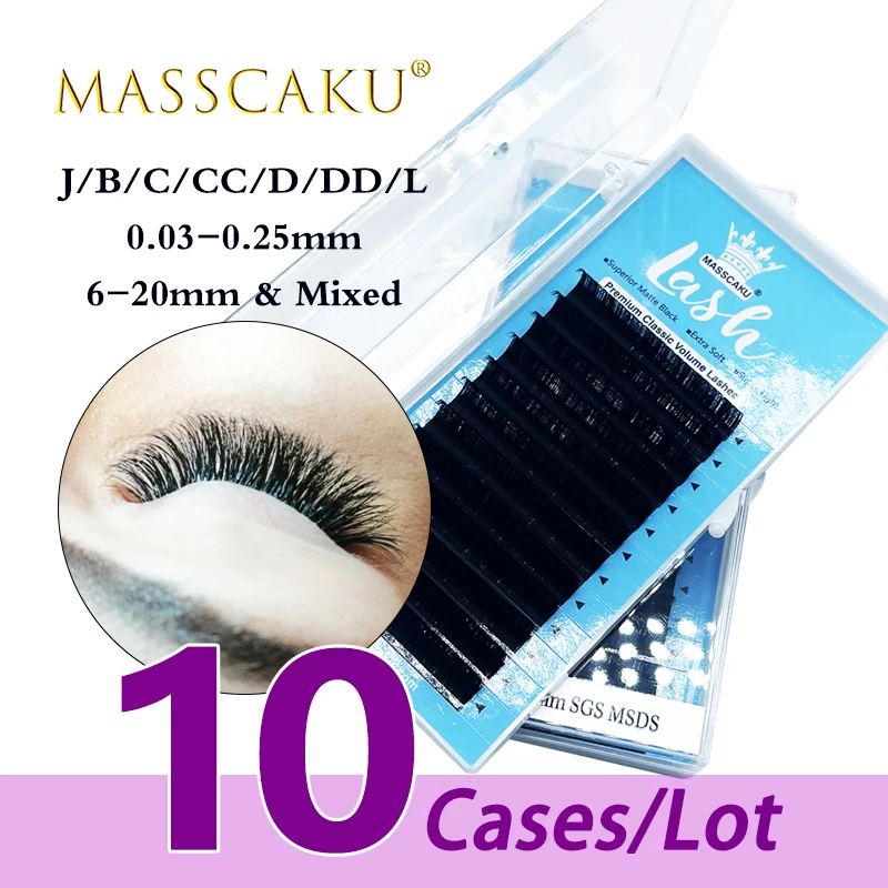 

10case/lot Factory price 12 lines individual classic soft natural faux mink lashes individual eyelash extensions make up tools