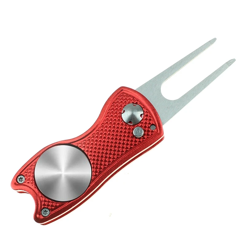 Stainless Stee Golf Greens Fork Pitch Forks Golf Pitchfork Divot Tool Golf Repair Fork Practical - Цвет: OR
