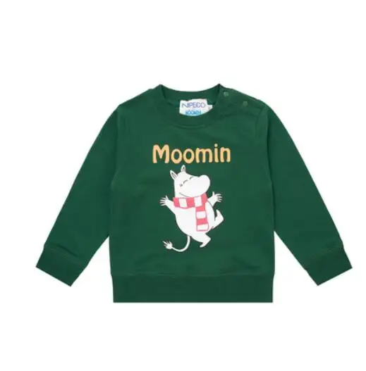 Зеленый Moomin/весенне-летняя толстая футболка с длинными рукавами с рисунком рождественских персонажей из финского хлопка; зеленая футболка с круглым вырезом - Цвет: Зеленый