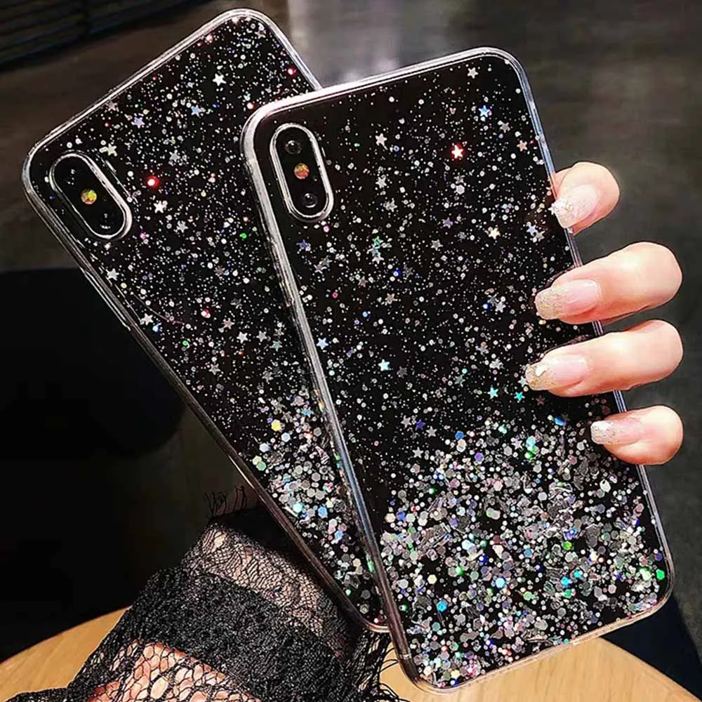 Black Блестящий Прозрачный чехол для телефона huawei mate 10 20 30 P10 P20 P30 Lite Pro Honor 8 8X9 10 20 Pro Nova 2S 3 3i из мягкого ТПУ - Цвет: Black