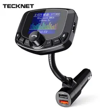 TeckNet 5V/2.4A Quick Charge Dual USB Car Charger FM Transmitter Aux Modulator Bluetooth Handsfree Audio MP3 LED Charger in Car 1pcs fm transmitter aux modulator bluetooth handsfree car kit car audio mp3 player with 3 1a quick charge dual usb car charger