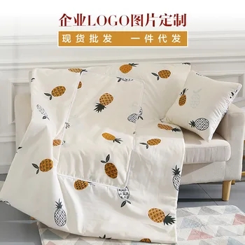 

2 in 1 cushion blanket car sofa lumbar office throw pillow air conditioning blanket foldable patchwork quilt blanket Bedding