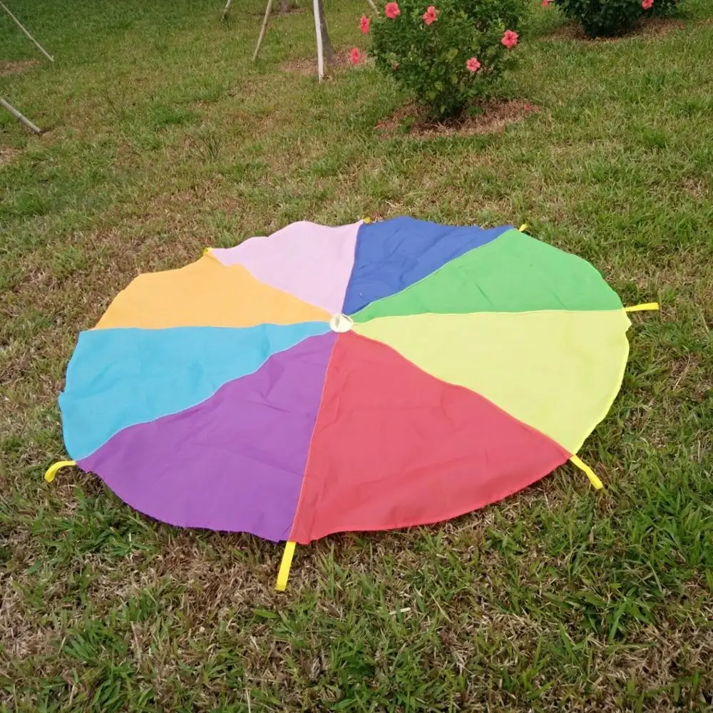 remarkable  Child Kid Sports Development Outdoor Rainbow Umbrella Parachute Toy Jump-sack Ballute Play Parachut
