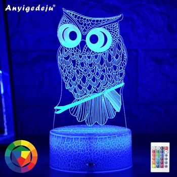 

2020 Newest Kid Light Night 3D LED Night Light Creative Table Bedside Lamp Romantic Owl light Kids Gril Home Decoration Gifts