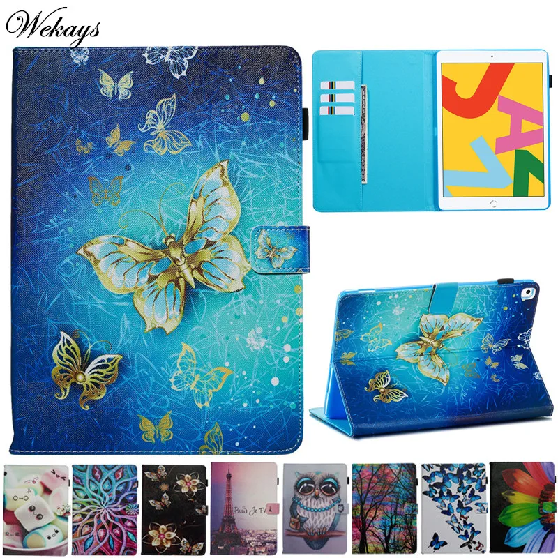 Wekays Coque для iPad 10,2 с рисунком бабочка кожаный чехол для iPad 10,2 7th поколения A2200 A2198 A2232 крышка чехол s