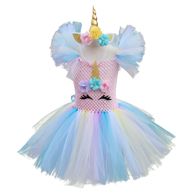 Jupe Tutu lumineuse pour filles, robe licorne, Costumes de Festival pour  enfants, robe princesse avec lumières