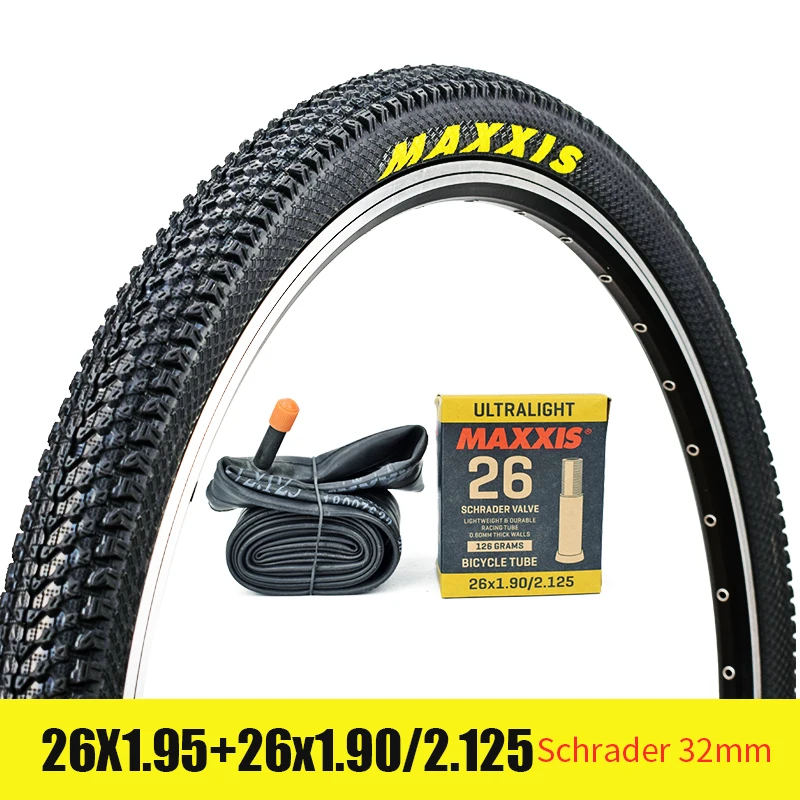 MAXXIS PACE MTB шины для велосипеда 26 2,1 27,5 1,95 26 1,95 29 2,1 60TPI покрышки велосипеда+ внутренняя шина для велосипеда AV FV Камера комплект шин - Цвет: 26 195 schrader 32mm