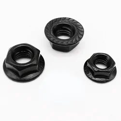 2/10pc M3 M4 M5 M6 M8 M10 M12 High Quality Black A2-70 304 Stainless Steel Hex Head Serrated Spinlock Flange Nut Locknut DIN6923
