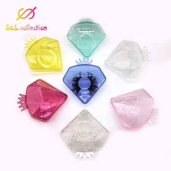 

10/50Pcs Diamond False Eyelashes Packaging Box Fashion Personality Fake 3D Mink Lashes Boxes Faux Strip Diamond Shape Case Empty