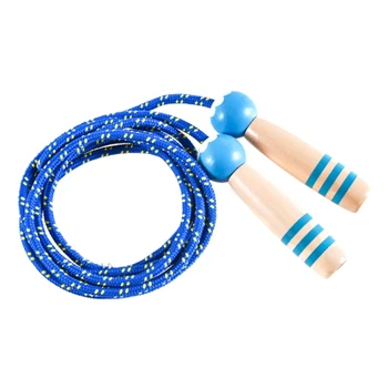

ELOS-Children Skipping Rope Wooden Handle Adjustable Cotton Jumping Rope for Kindergarten Playing