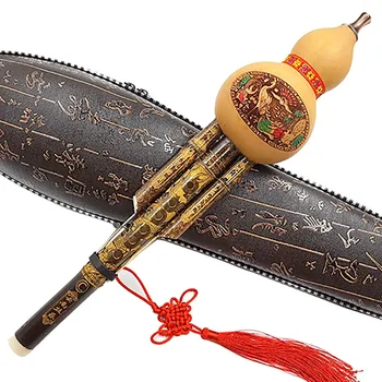 

Hot Chinese Handmade Hulusi Gourd Cucurbit Flute Ethnic Musical Key of C with Case for Beginner Music Lovers Gift Home Decor