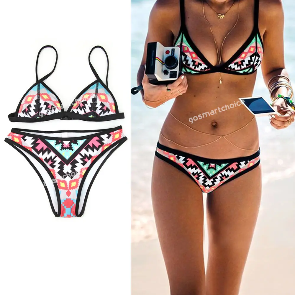 

Women Bra Push Up Padded Print 3/4 Cup Bikini Set Ladies Summer Oversize Swimsuit Female Swimwear Bathing Plus Size