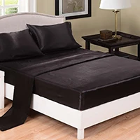 

Solid Color Simulation Silk Satin Color Dingbu Foreign Trade Home Textile Silk Bed Four-piece Bed Set Three-piece