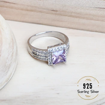 طقم مجوهرات زفاف نسائي من الزركونيا الأرجواني ، فضة عيار 925 ، مجوهرات فاخرة ، أقراط ، خواتم ، أساور ، قلادة 5