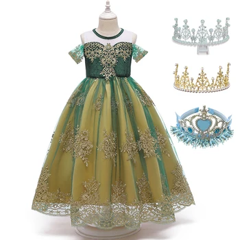 

Kids New Anna Strapless Princess Dress For 3-10 Years Girl Birthday Party Formal Summer Clothing Vestidos Children Gown Costume