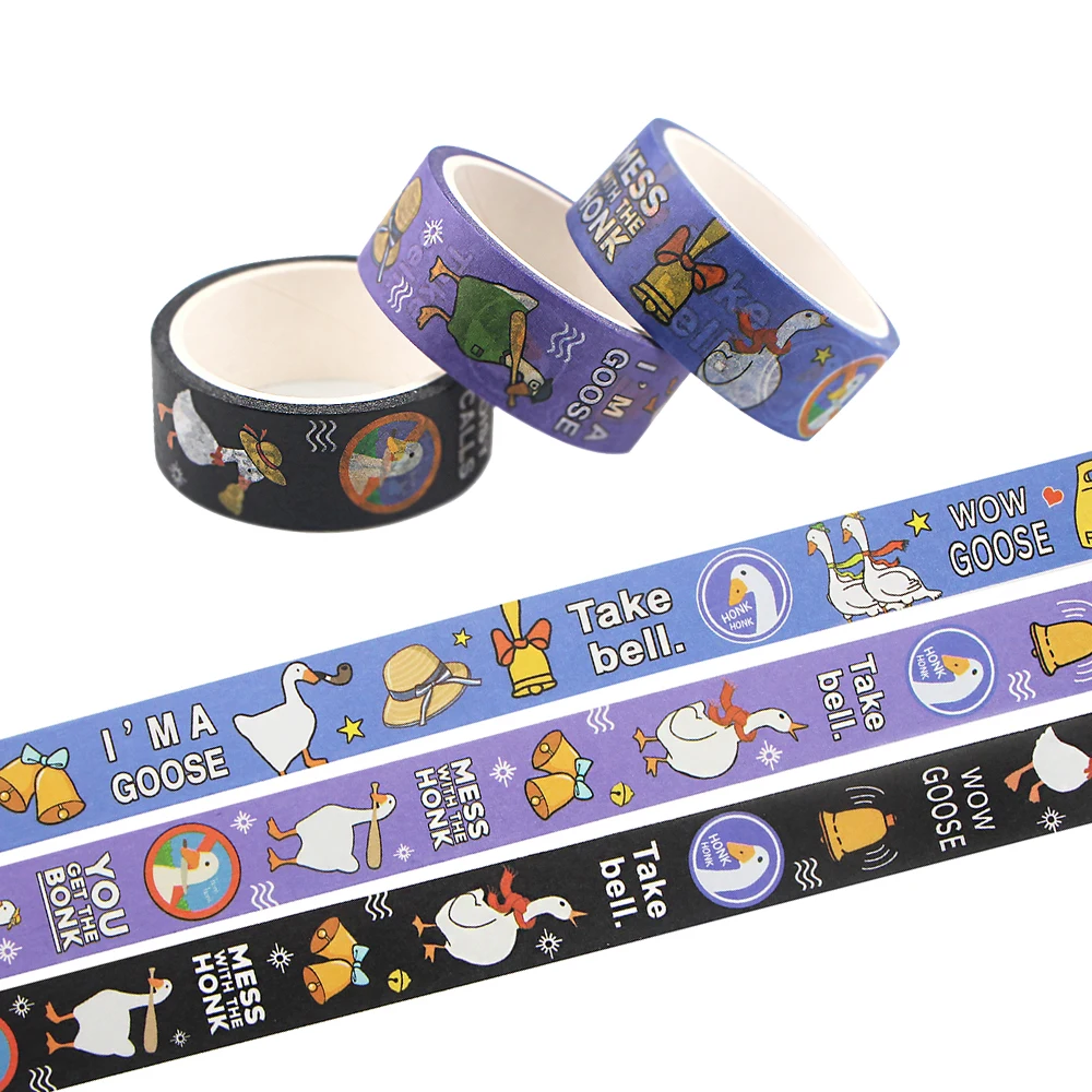 

Ransitute R1220 Cute Wow Goose I'm A Goose Cartoon Take Bell Washi Tape DIY Scrapbooking Label Tape Student Stationery Gift