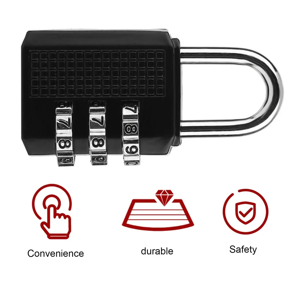Mini Anti-theft Lock Zinc Alloy Security 3 Combination Multifunctional Code Lock Travel Suitcase Luggage Wardrobe Padlock