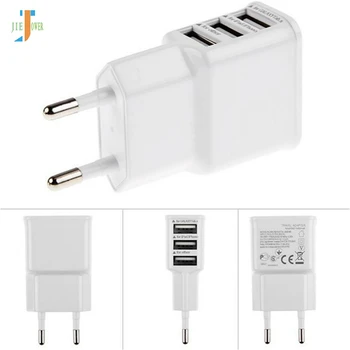 

50pcs/lot EU Plug 3 Ports USB Wall Travel Charger Adapter for Iphone 6 6S for Samsung S9 S10 HTC LG Sony Android Smartphone