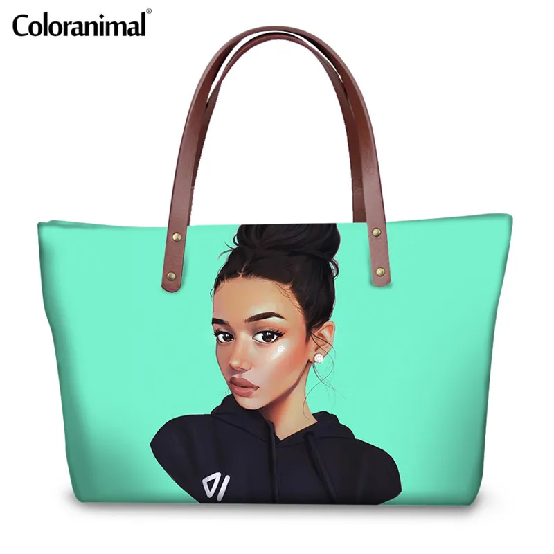 Coloranimal, новинка, Черная Королева, американская африканская Сумочка с печатными рисунками для девочек, женская сумка-тоут, роскошная кожа, кошелек, сумка-шоппер - Цвет: HMC1686AL