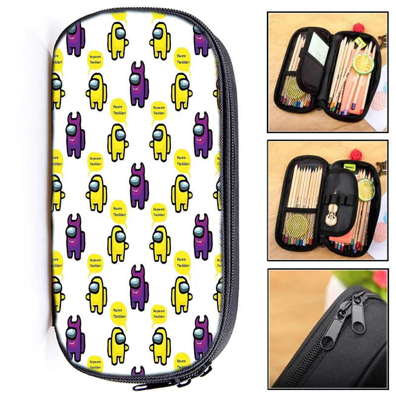 

Among Us Pattern Kids Purse Student Boys Girls Pencil Box Stationery Pencil Storage Bag New Childs Multifunction Pencil Holder